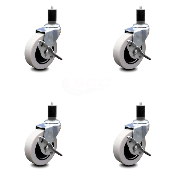 Service Caster 3 Inch Thermoplastic Wheel 1-5/8 Inch Expanding Stem Caster with Brakes, 4PK SCC-EX05S310-TPRS-SLB-158-4 - main